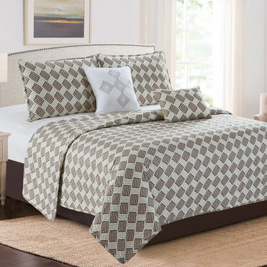 Karina - 5 Piece Quilt Set - Modern Brown